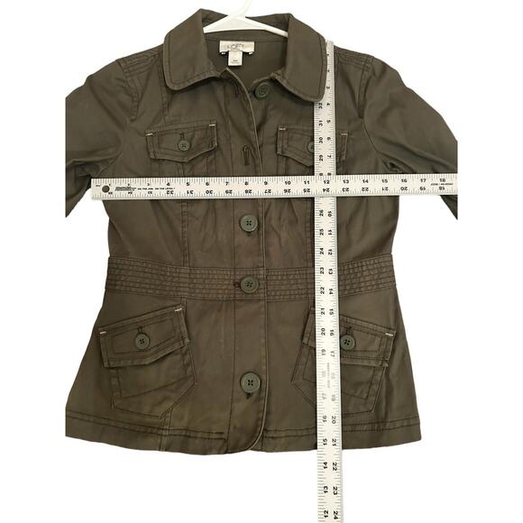 Ann Taylor Loft Green‎ Lightweight Jacket Size Petite 002 Military Style cotton - Picture 8 of 11